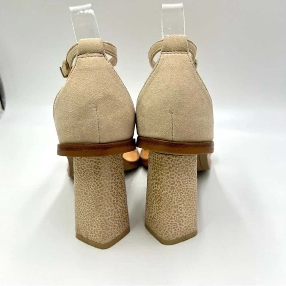 Dolce Vita Suede Size 8‎ Leather Beige Tan Leopard Print Open Toe Heels Sandals